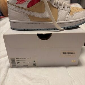 Nike Air Jordan 1 Mid SE Beige and White Sneakers
